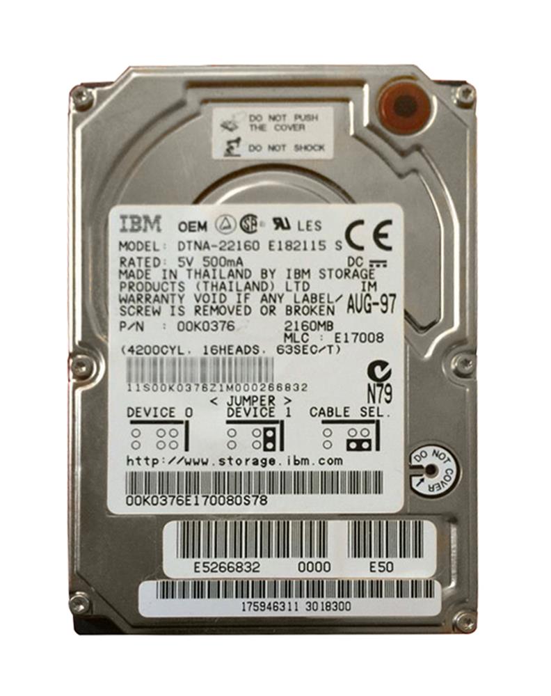 DTNA-22160 IBM Travelstar 4LP 2.1GB 4000RPM ATA/IDE 96KB Cache 2.5-inch Internal Hard Drive