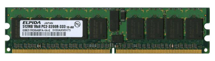 EBE51RD8ABFA-4A-E Elpida 512MB PC2-3200 DDR2-400MHz ECC Registered CL3 240-Pin DIMM Single Rank Memory Module