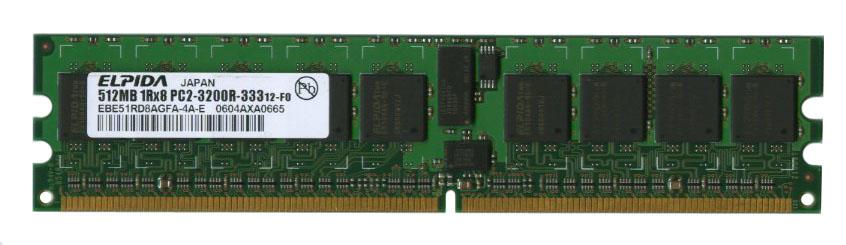 EBE51RD8AGFA-4A-E Elpida 512MB PC2-3200 DDR2-400MHz ECC Registered CL3 240-Pin DIMM Single Rank Memory Module