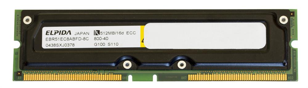 EBR51EC8ABFD-8C Elpida 512MB PC800 800MHz 40ns ECC 184-Pin Rambus RDRAM DIMM
