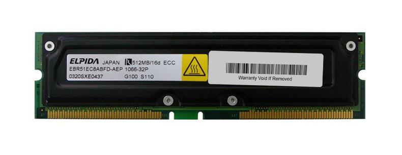 EBR51EC8ABFD-AEP Elpida 512MB RDRAM PC1066 1066MHz ECC 32ns 184-Pin RIMM Memory Module