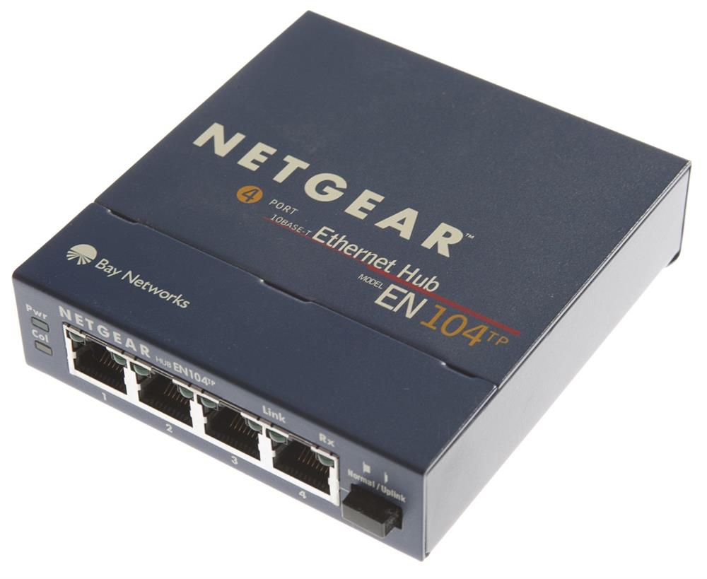 EN104 NetGear 4-Port 10Base-T RJ-45 Ethernet Hub (Refurbished)