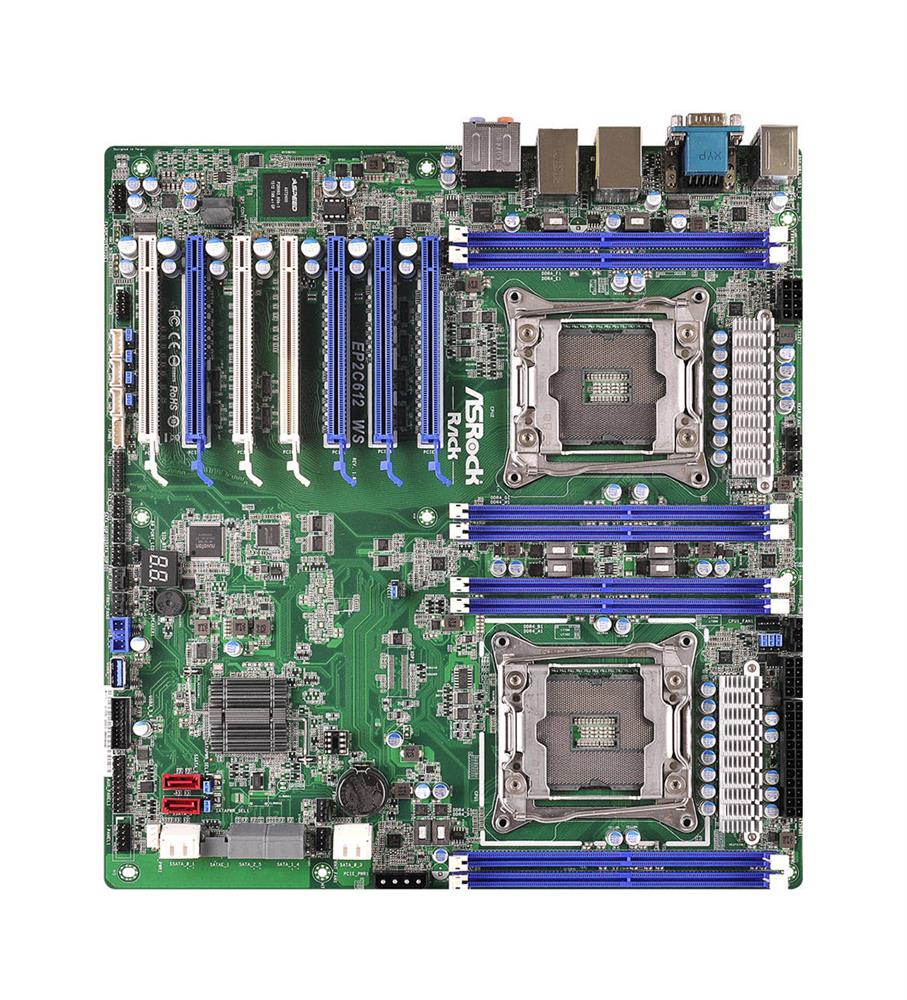 EP2C612 WS ASRock Dual Socket 2011-R3 Intel C612 Chipset Xeon E5-2600 v3/v4 Processors Support DDR4 8x DIMM 10x SATA3 6.0Gb/s SSI EEB Server Motherboard (Refurbished)