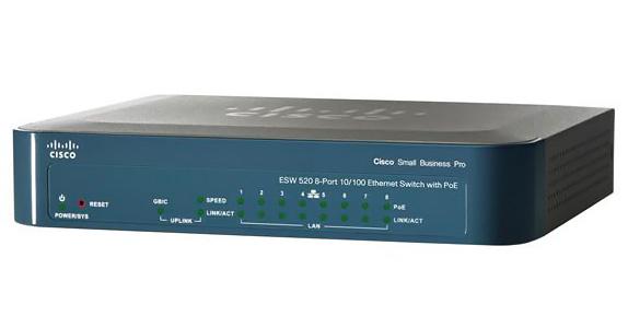 ESW-520-8P-K9 Cisco ESW-520-8P Fast Ethernet Switch with PoE 1 x SFP (mini-GBIC) Shared 8 x 10/100Base-TX LAN, 1 x 10/100/1000Base-T (Refurbished)