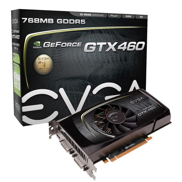 EV10XGTX460 EVGA GeForce GTX 460 (Fermi) 768MB GDDR5 PCI Express SLI Supported Video Graphics Card