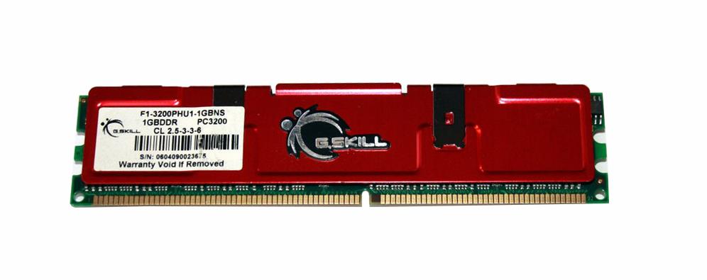 F1-3200PHU1-1GBNS G.SKILL 1GB PC3200 DDR-400MHz non-ECC Unbuffered CL2.5 (2.5-4-4-6) 184-Pin DIMM Memory Module