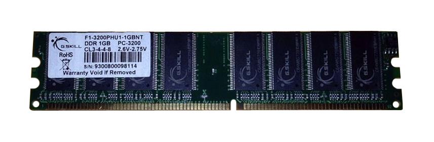 F1-3200PHU1-1GBNT G.SKILL 1GB PC3200 DDR-400MHz non-ECC Unbuffered CL2.5 (2.5-4-4-8) 184-Pin DIMM Memory Module