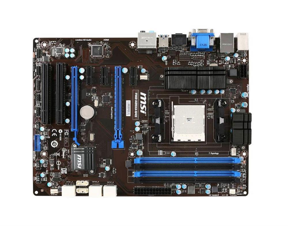 FM2-A85XA-G43 MSI Socket FM2 AMD A85X Chipset AMD A10/A8/A6/A4-Series Processors Support DDR3 4x DIMM 8x SATA 6.0Gb/s ATX Motherboard (Refurbished)