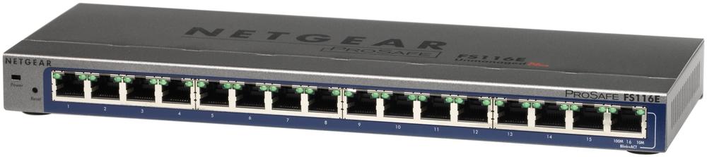 FS116E NetGear ProSafe Plus 16-Ports 10/100Mbps RJ-45 Fast Ethernet Switch (Refurbished)