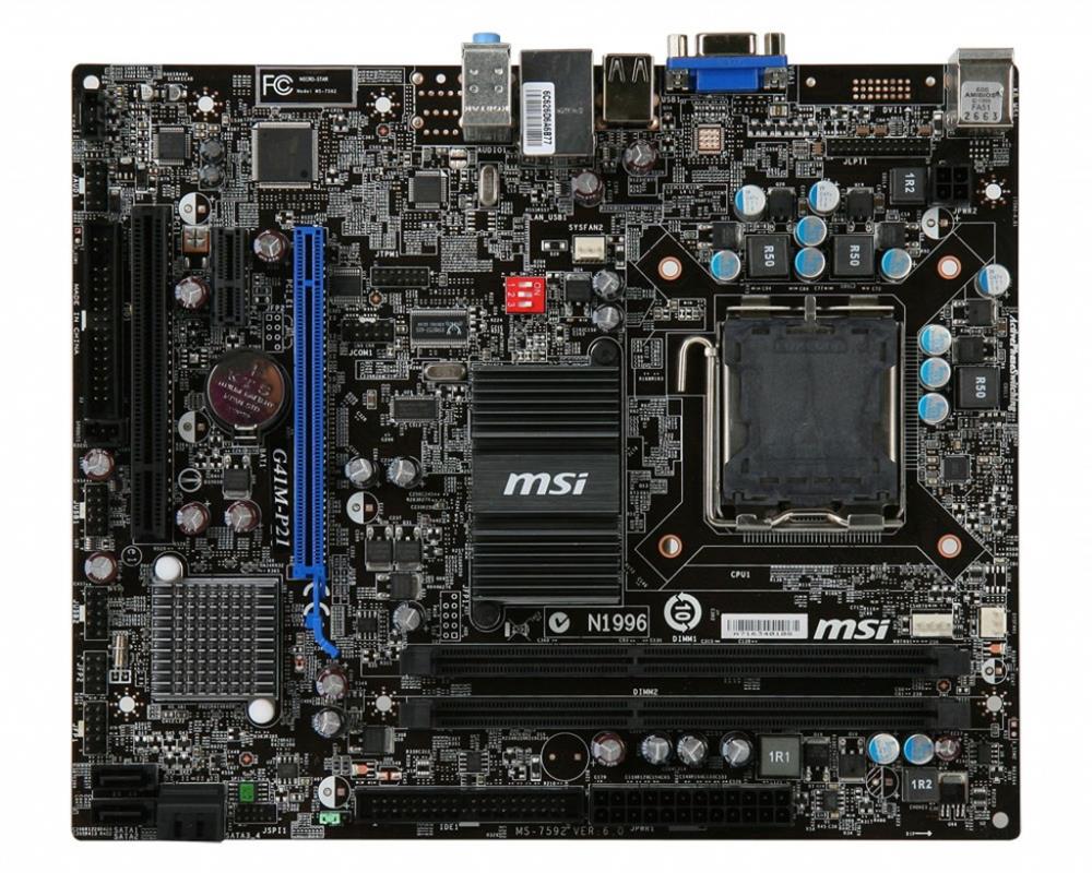G41M-P21 MSI Socket LGA 775 Intel G41 + ICH7 Chipset Core 2 Quad Processors Support DDR3 2x DIMM 4x SATA 3.0Gb/s Micro-ATX Motherboard (Refurbished)
