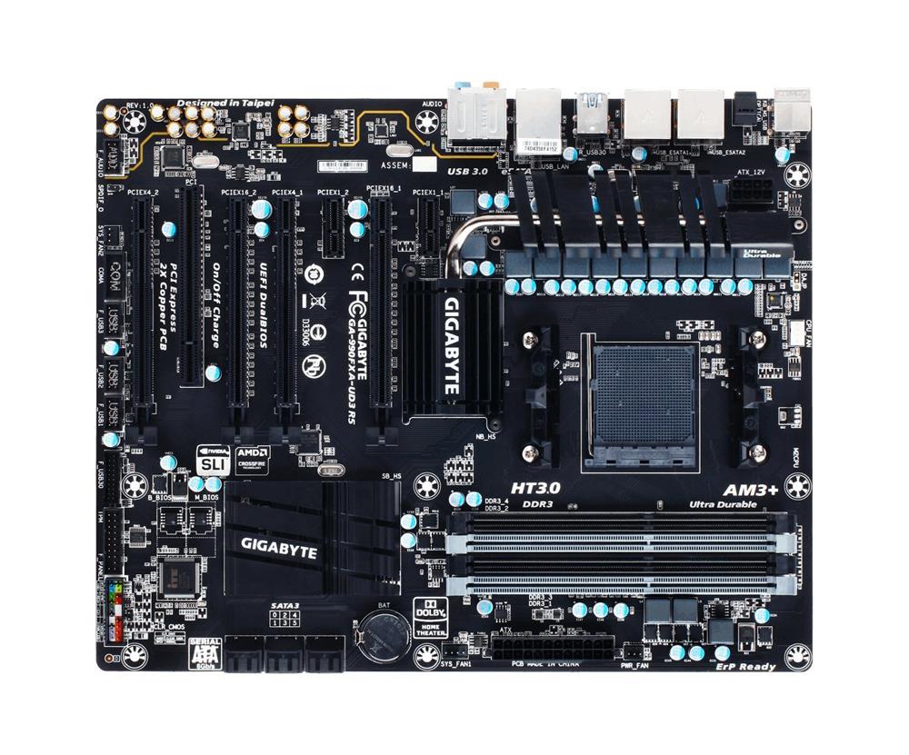 GA-990FXA-UD3 R5 (rev. 1.0) Gigabyte Socket AM3+ AMD 990FX/ SB950 Chipset AMD AM3+ FX/ AM3 Phenom II/ Athlon II Processors Support DDR3 4x DIMM 6x SATA 6.0Gb/s ATX Motherboard  (Refurbished)
