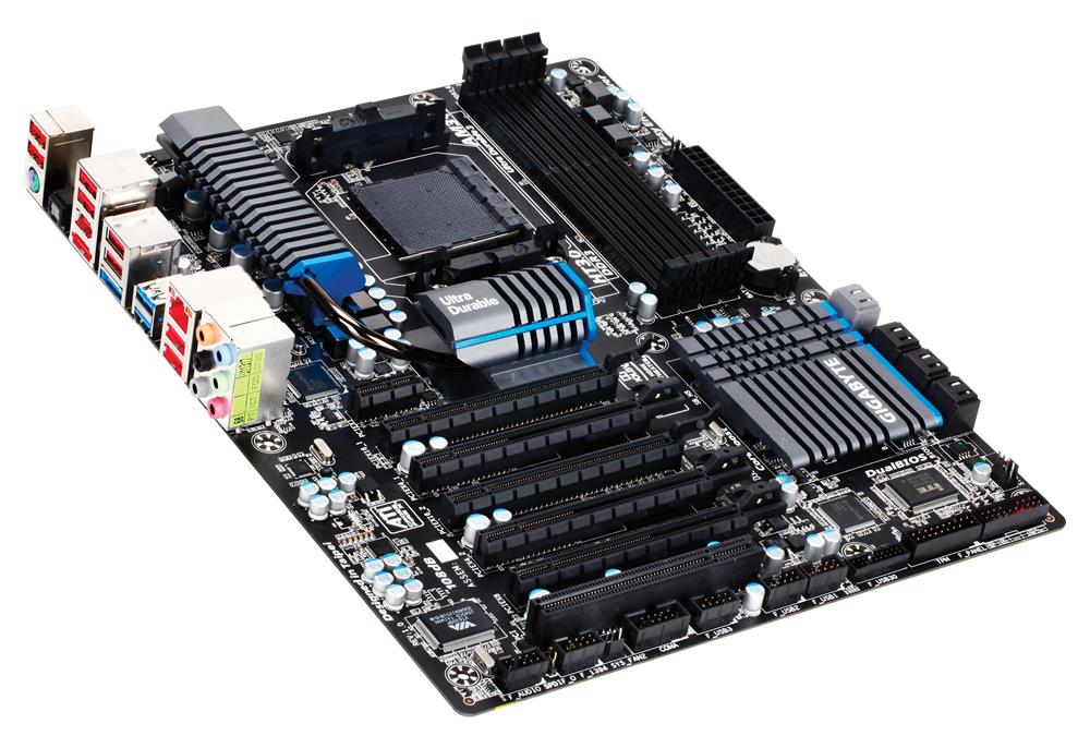 GA-990FXA-UD5 Gigabyte Socket AM3+ AMD 990X/ SB950 Chipset AMD AM3+ FX/ AM3 Phenom II/ Athlon II Processors Support DDR3 4x DIMM 6x SATA 6.0Gb/s ATX Motherboard (Refurbished)