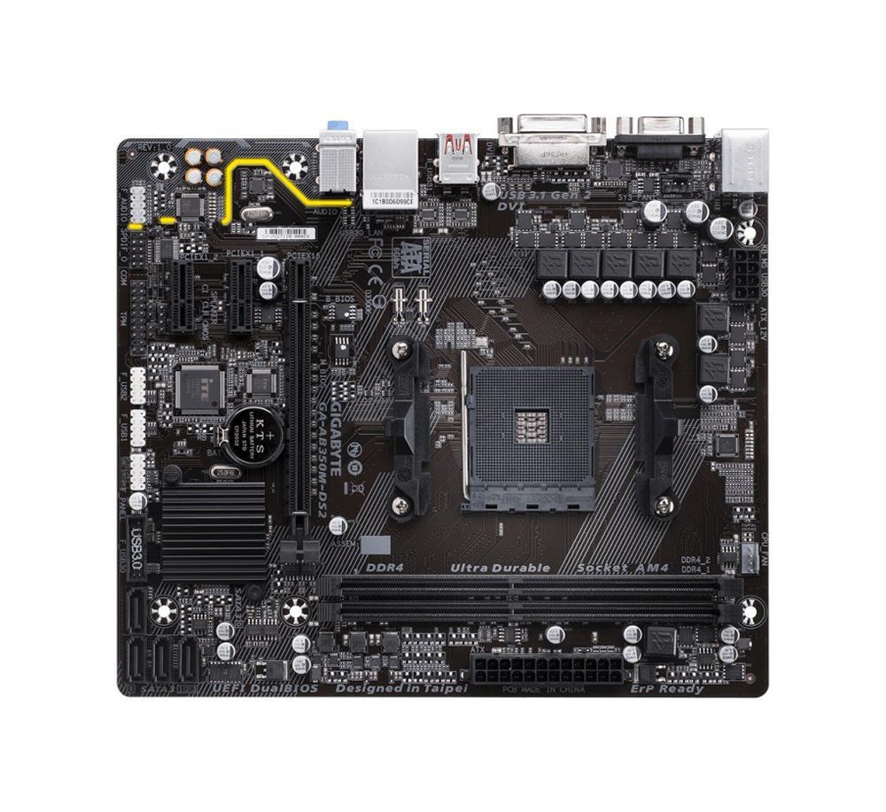 GA-AB350M-DS2 (rev. 1.0) Gigabyte Socket AM4 AMD B350 Chipset AMD Ryzen / AMD 7th Generation A-series/ Athlon Processors Support DDR4 2x DIMM 4x SATA 6.0Gb/s Micro-ATX Motherboard  (Refurbished)