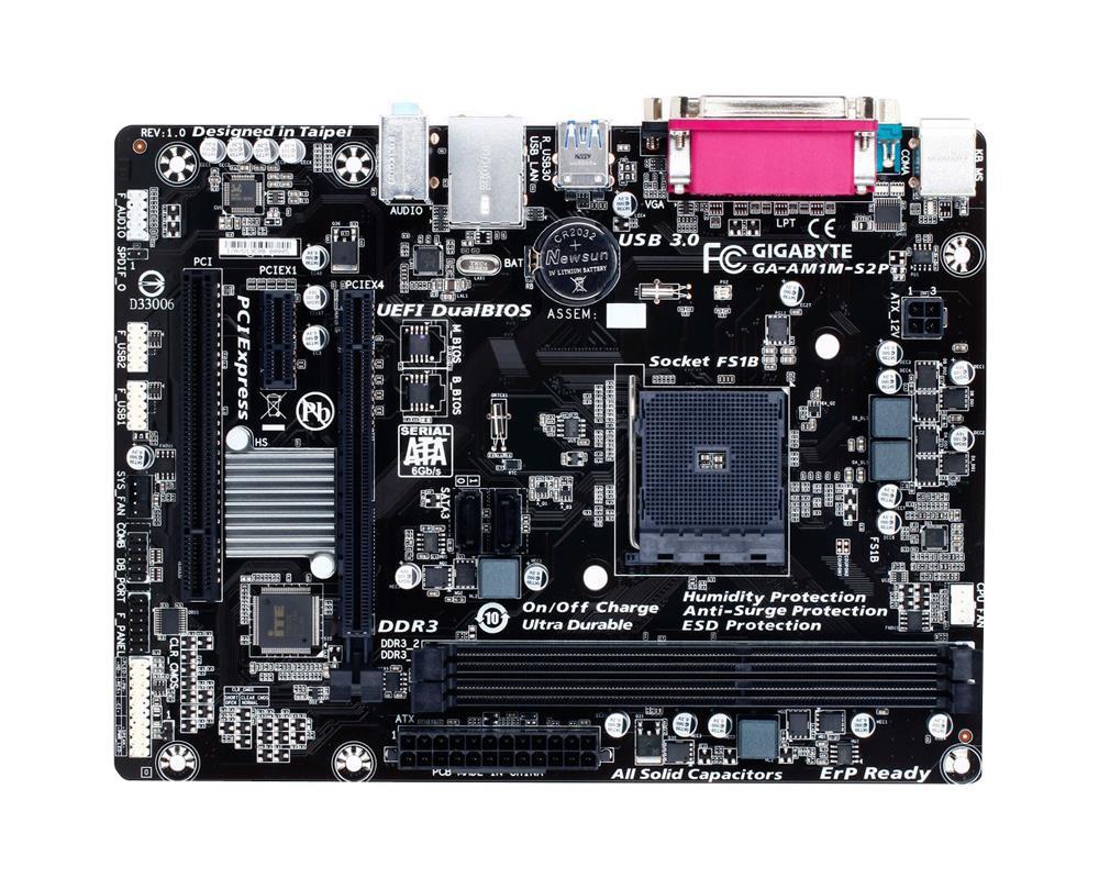 GA-AM1M-S2P (rev. 1.0) Gigabyte Socket FS1b AMD AM1 Athlon/ Sempron Series Processors Support DDR3 2x DIMM 2x SATA 6.0Gb/s Micro-ATX Motherboard  (Refurbished)