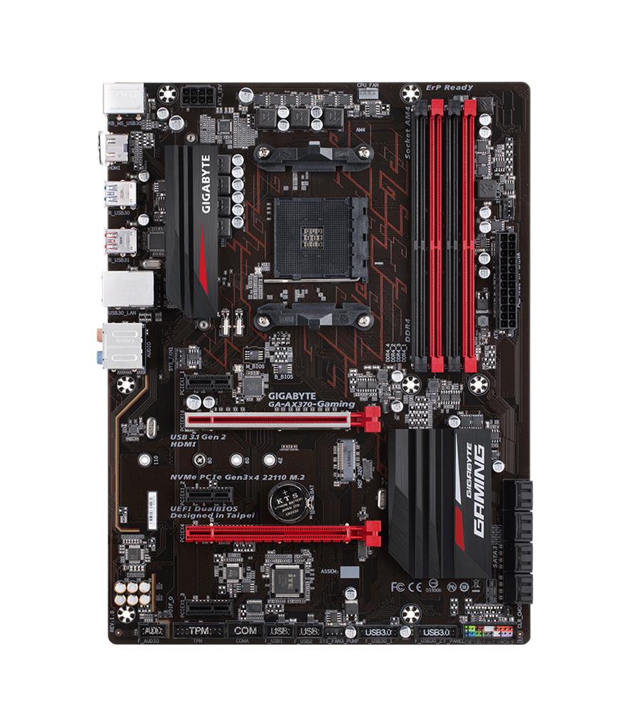 GA-AX370-GAMING Gigabyte Socket AM4 AMD X370 Chipset AMD Ryzen / AMD 7th Generation A-Series/Athlon Processors Support DDR4 4x DIMM 8x SATA 6.0Gb/s ATX Motherboard (Refurbished)