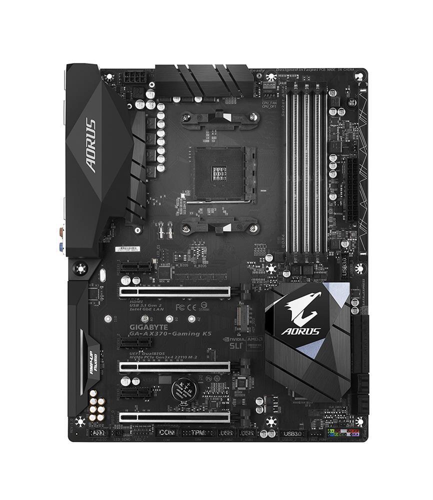 GA-AX370-Gaming K5 (rev. 1.0) Gigabyte Socket AM4 AMD X370 Chipset AMD Ryzen 7th Generation A-Series/Athlon Processors Support DDR4 4x DIMM 8x SATA 6.0Gb/s ATX Motherboard  (Refurbished)