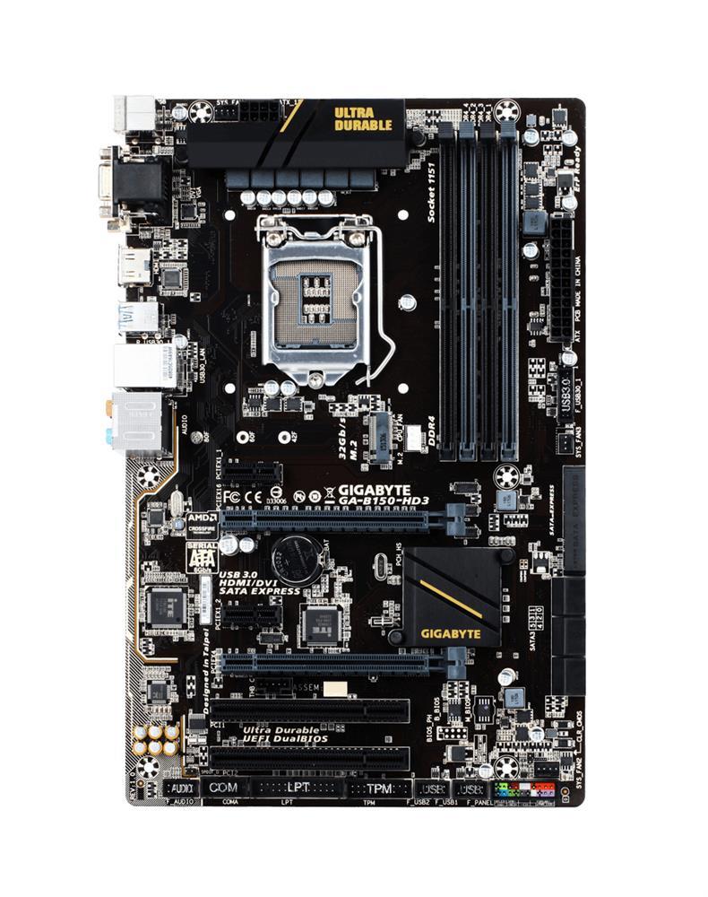 GA-B150-HD3(rev.1.0) Gigabyte Socket LGA 1151 Intel B150 Express Chipset 7th/6th Generation Core i7 / i5 / i3 / Pentium / Celeron Processors Support DDR4 4x DIMM 6x SATA 6.0Gb/s ATX Motherboard (Refurbished) GA-B150-HD3 (rev. 1.0)