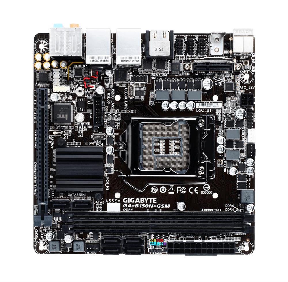 GA-B150N-GSM(rev.1.0) Gigabyte Socket LGA 1151 Intel B150 Express Chipset 7th/6th Generation Core i7 / i5 / i3 / Pentium / Celeron Processors Support DDR4 2x DIMM 6x SATA 6.0Gb/s Mini-ITX Motherboard (Refurbished) GA-B150N-GSM (rev. 1.0)