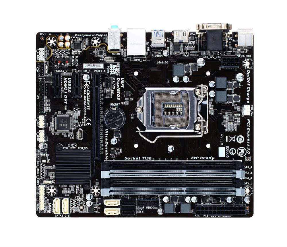 GA-B85M-DS3H-A(rev.1.0) Gigabyte Socket LGA 1150 Intel B85 Express Chipset Core i7 / i5 / i3 / Pentium / Celeron Processors Support DDR3 4x DIMM 4x SATA 6.0Gb/s Micro-ATX Motherboard (Refurbished) GA-B85M-DS3H-A (rev. 1.0)