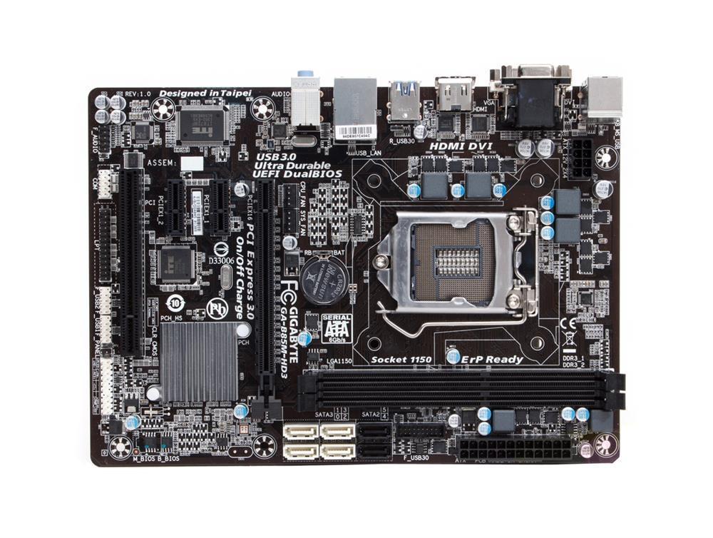 GA-B85M-HD3(rev.1.x) Gigabyte Socket LGA 1150 Intel B85 Express Chipset Core i7 / i5 / i3 / Pentium / Celeron Processors Support DDR3 2x DIMM 4x SATA 6.0Gb/s Micro-ATX Motherboard (Refurbished) GA-B85M-HD3 (rev. 1.x)