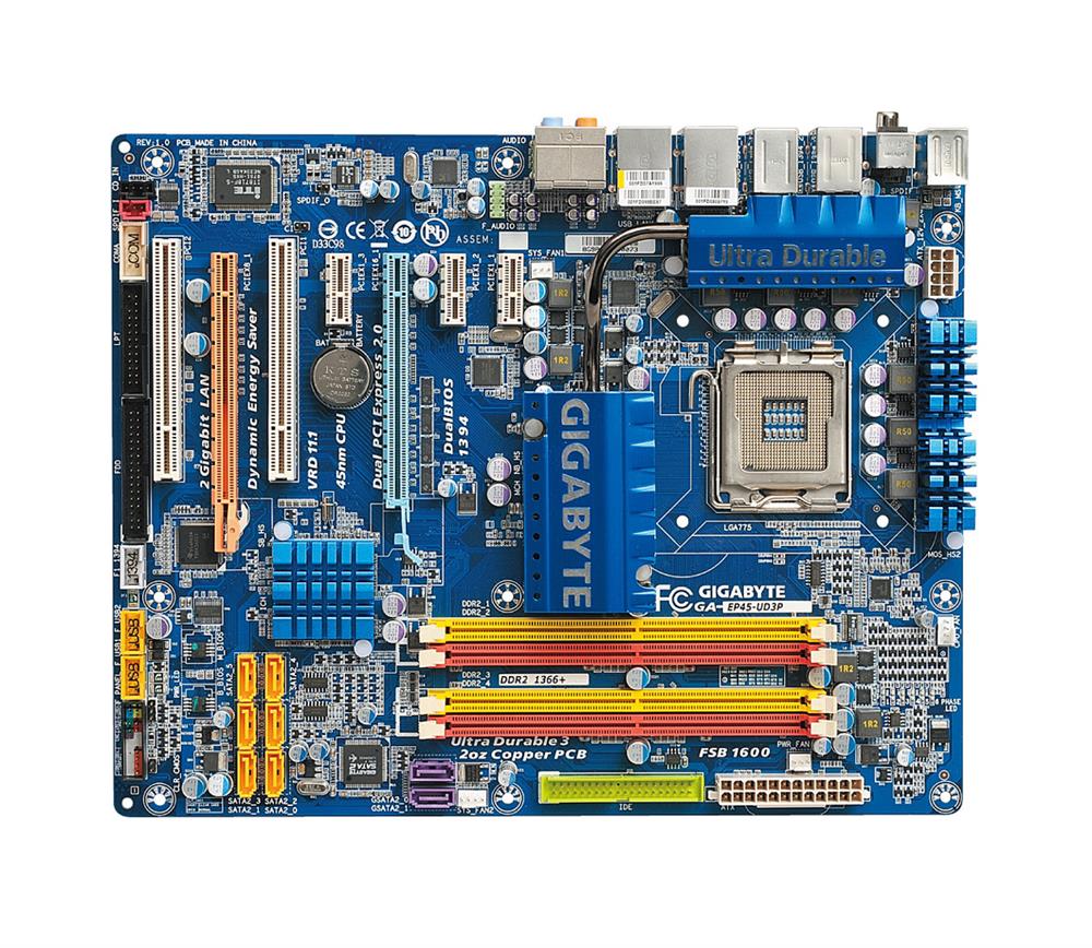 GA-EP45-UD3P Gigabyte P45/ICH10 Chipset Core 2 Extreme/ Core 2 Quad/ Core 2 Duo/ Pentium Dual Core/ Celeron Processors Support Socket LGA775 ATX Motherboard (Refurbished)