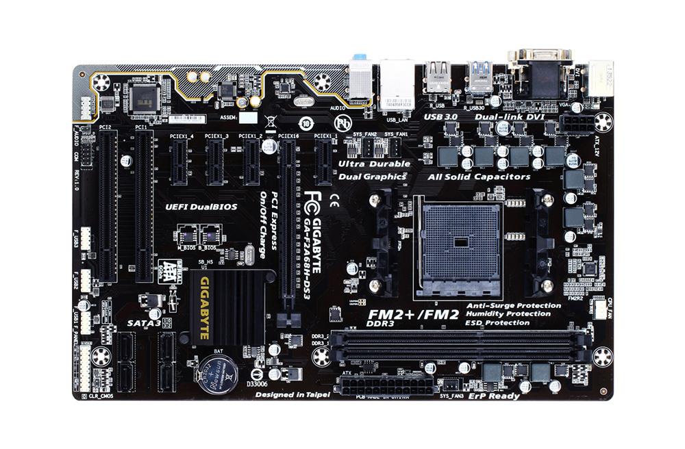 GA-F2A68H-DS3(rev.1.0) Gigabyte Socket FM2 AMD A68H Chipset AMD A-Series/ AMD Athlon Series Processors Support DDR3 2x DIMM 4x SATA 6.0Gb/s ATX Motherboard (Refurbished) GA-F2A68H-DS3 (rev. 1.0)
