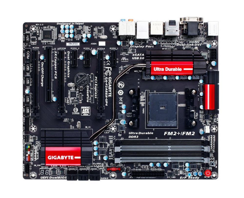 GA-F2A88X-UP4 (rev. 3.0) Gigabyte Socket FM2+ AMD A88X Chipset AMD A-Series/ Athlon Series Processors Support DDR3 4x DIMM 7x SATA 6.0Gb/s ATX Motherboard (Refurbished)