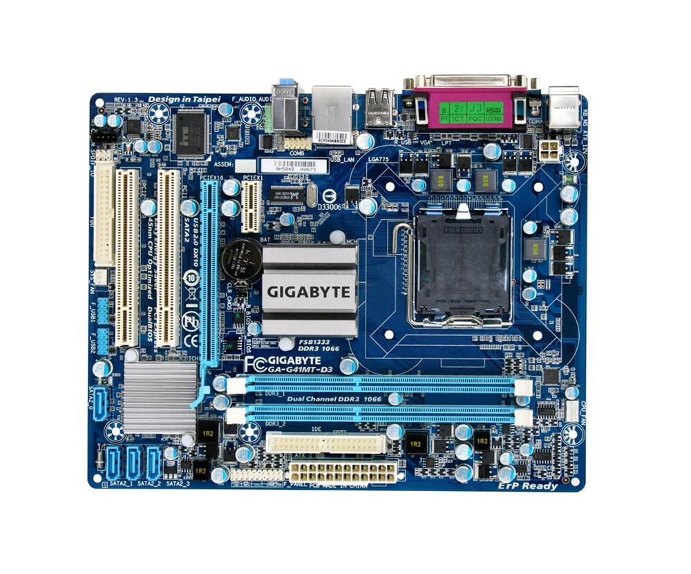 GA-G41MT-D3 Gigabyte Socket LGA775 Intel G41/ICH7 Core 2 Quad / Duo / Pentium Dual-Core / Celeron Processors Support DDR3 2x DIMM 4x SATA 3.0Gb/s Micro-ATX Motherboard (Refurbished)