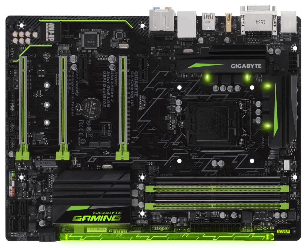 GA-Gaming B8 Gigabyte Socket LGA 1151 Intel B250 Express Chipset 7th/6th Generation Core i7 / i5 / i3 / Pentium / Celeron Processors Support DDR4 2x DIMM 6x SATA 6.0Gb/s Micro ATX Motherboard (Refurbished)