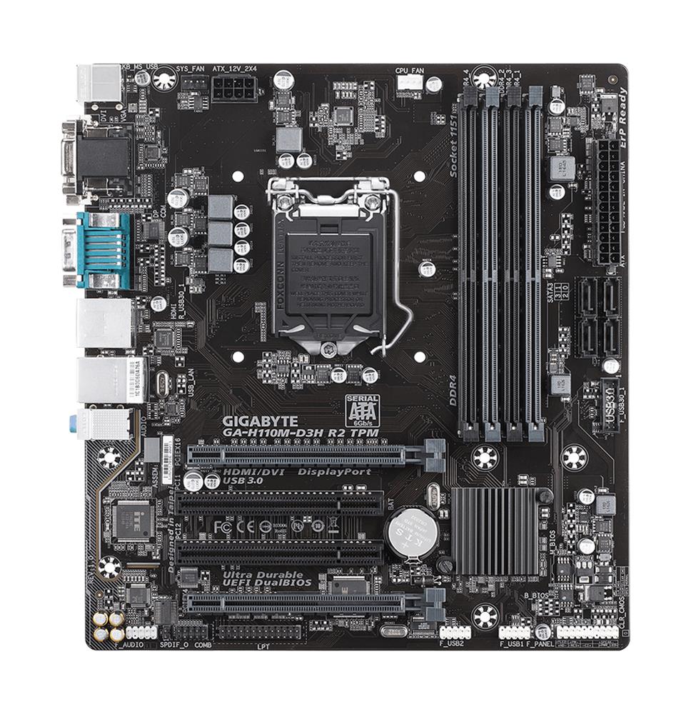 GA-H110M-D3HR2TPM Gigabyte Socket LGA 1151 Intel H110 Chipset Micro-ATX Motherboard (Refurbished) GA-H110M-D3H R2 TPM