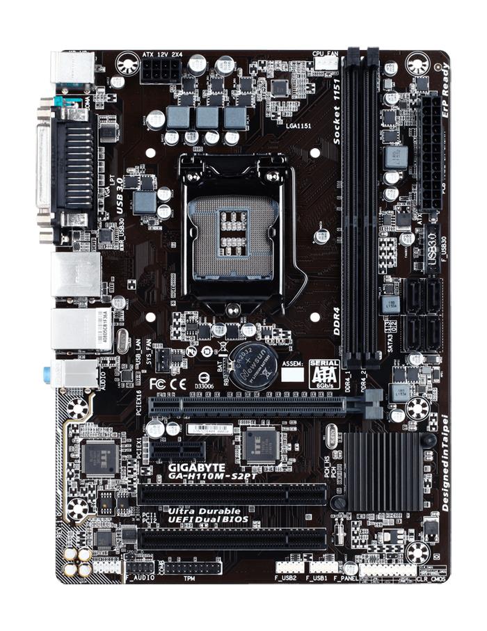 GA-H110M-S2PT Gigabyte Socket LGA 1151 Intel H110 Chipset Micro-ATX Motherboard (Refurbished)