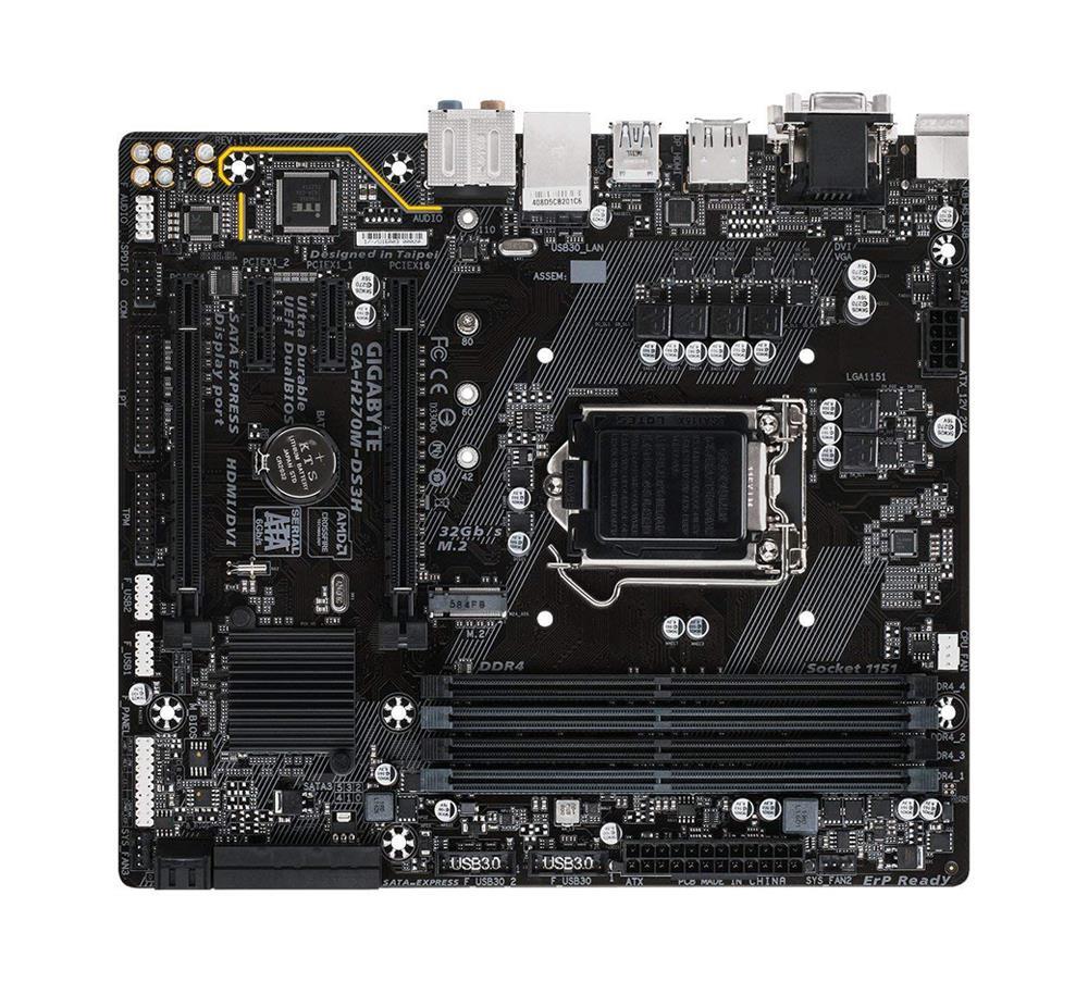 GA-H270M-DS3H(rev.1.0) Gigabyte Socket LGA 1151 Intel H270 Express Chipset Core i7 / i5 / i3 / Pentium / Celeron Processors Support DDR4 4x DIMM 6x SATA 6.0Gb/s Micro-ATX Motherboard (Refurbished) GA-H270M-DS3H (rev. 1.0)