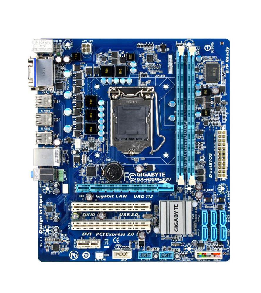 GA-H55M-S2V Gigabyte Socket LGA1156 Intel H55 Express Chipset micro-ATX Motherboard (Refurbished)