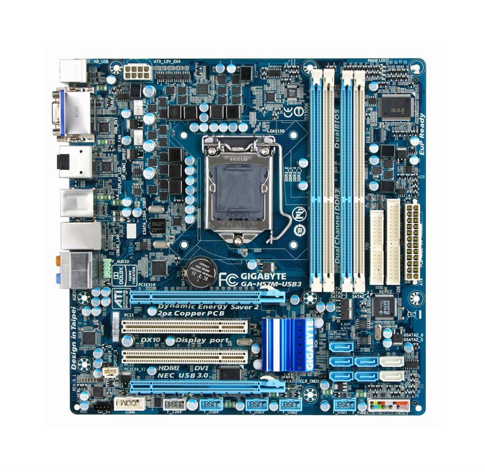 GA-H57M-USB3(rev.1.0) Gigabyte Socket LGA 1156 Intel H57 Express Chipset Core i7 / i5 / i3 Processors Support DDR3 4x DIMM 5x SATA 3.0Gb/s Micro-ATX Motherboard (Refurbished) GA-H57M-USB3 (rev. 1.0)