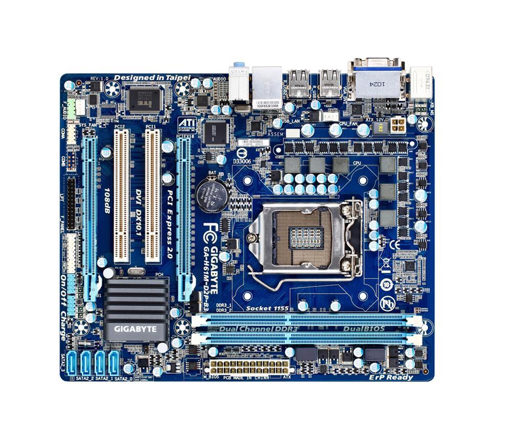 GA-H61M-D2P-B3(rev.1.0) Gigabyte Socket LGA 1155 Intel H61 Express Chipset Core i7 / i5 / i3 / Pentium / Celeron Processors Support DDR3 2x DIMM 4x SATA 3.0Gb/s Micro-ATX Motherboard (Refurbished) GA-H61M-D2P-B3 (rev. 1.0)