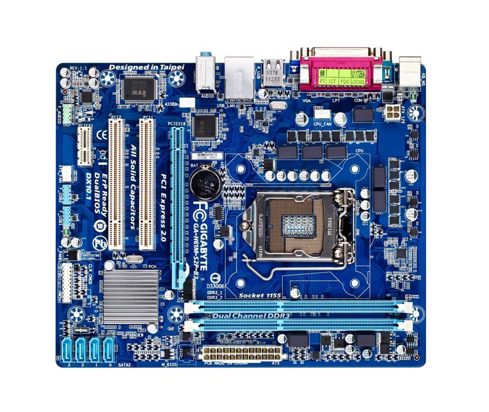 GA-H61M-S2P-B3(rev.1.0) Gigabyte Socket LGA 1155 Intel H61 Express Chipset Core i7 / i5 / i3 / Pentium / Celeron Processors Support DDR3 2x DIMM 4x SATA 3.0Gb/s Micro-ATX Motherboard (Refurbished) GA-H61M-S2P-B3 (rev. 1.0)