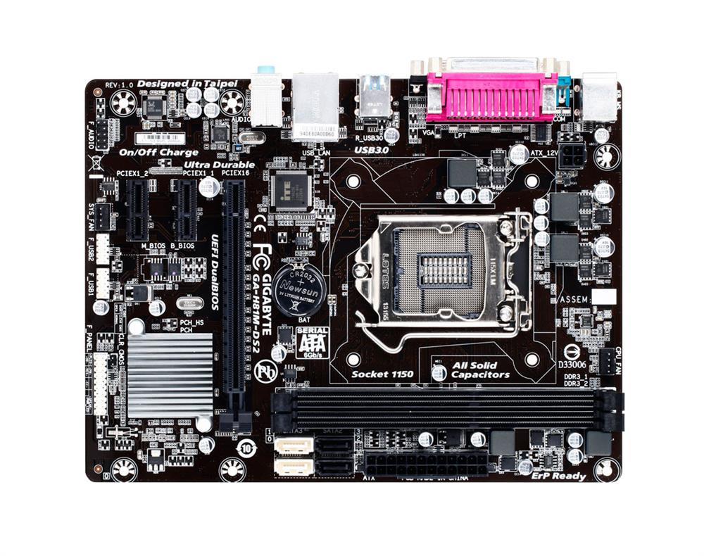 GA-H81M-DS2 (rev. 1.0) Gigabyte Socket LGA 1150 Intel H81 Express Chipset Core i7 /i5 / i3 / Pentium / Celeron Processors Support DDR3 2x DIMM 2x SATA 6.0Gb/s Micro-ATX Motherboard (Refurbished)