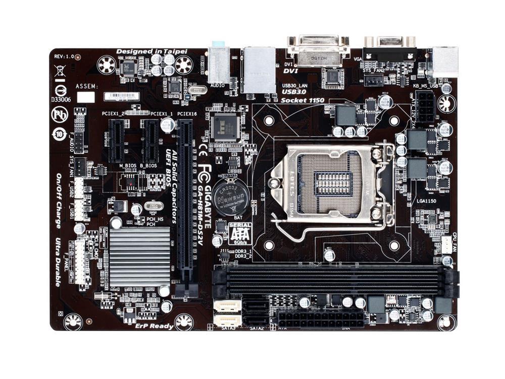 GA-H81M-DS2V (rev. 1.0) Gigabyte Socket LGA 1150 Intel H81 Express Chipset Core i7 / i5 / i3 / Pentium / Celeron Processors Support DDR3 2x DIMM 2x SATA 6.0Gb/s Micro-ATX Motherboard (Refurbished)