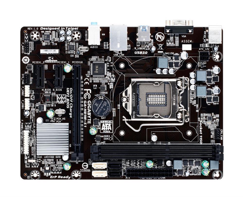GA-H81M-S1(rev.2.2) Gigabyte Socket LGA 1150 Intel H81 Express Chipset Core i7 / i5 / i3 / Pentium / Celeron Processors Support DDR3 2x DIMM 2x SATA 6.0Gb/s Micro-ATX Motherboard (Refurbished) GA-H81M-S1 (rev. 2.2)