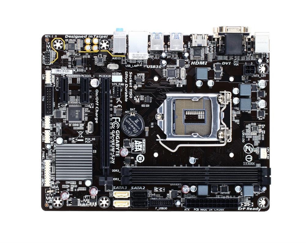 GA-H81M-S2H Gigabyte Ultra Durable Desktop Motherboard Intel H81 Chipset Socket H3 LGA-1150 (Refurbished)