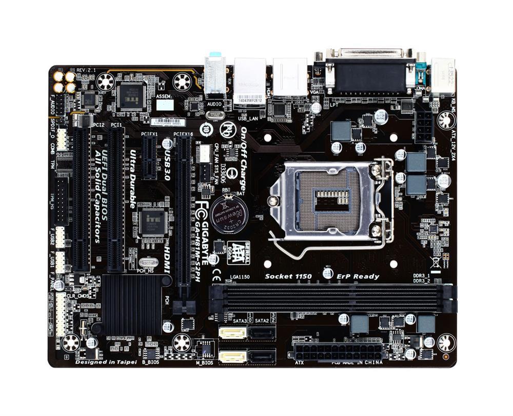GA-H81M-S2PH (rev. 1.0) Gigabyte Socket LGA 1150 Intel H81 Express Chipset Core i7 / i5 / i3 / Pentium / Celeron Processors Support DDR3 2x DIMM 2x SATA 6.0Gb/s Micro-ATX Motherboard (Refurbished)