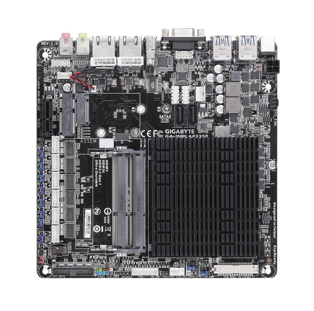 GA-IMBLAP3350(rev.1.0) Gigabyte System On Chipset Intel Dual-Core Celeron N3350 Processors Support DDR3L 2x SO-DIMM 2x SATA 6.0Gb/s Thin Mini-ITX Motherboard (Refurbished)