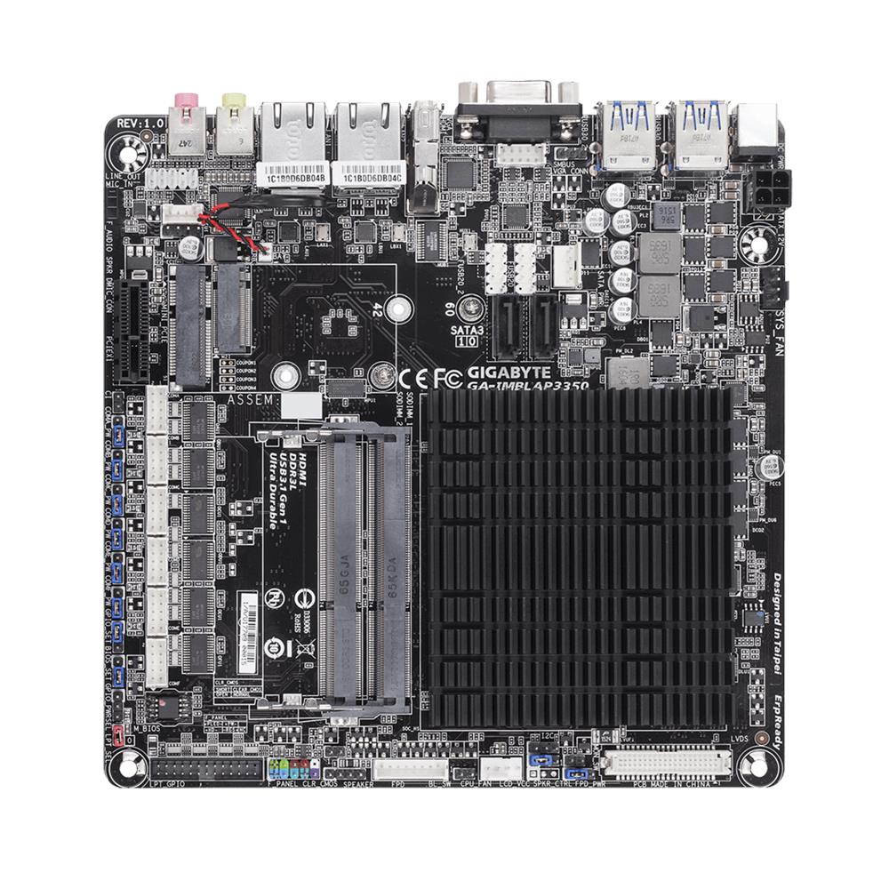 GA-IMBLAP3350 Gigabyte Socket On Board Intel Celeron N3350 Processors Support DDR3 2x DIMM 2x SATA 6.0Gb/s Thin Mini-ITX Motherboard (Refurbished)