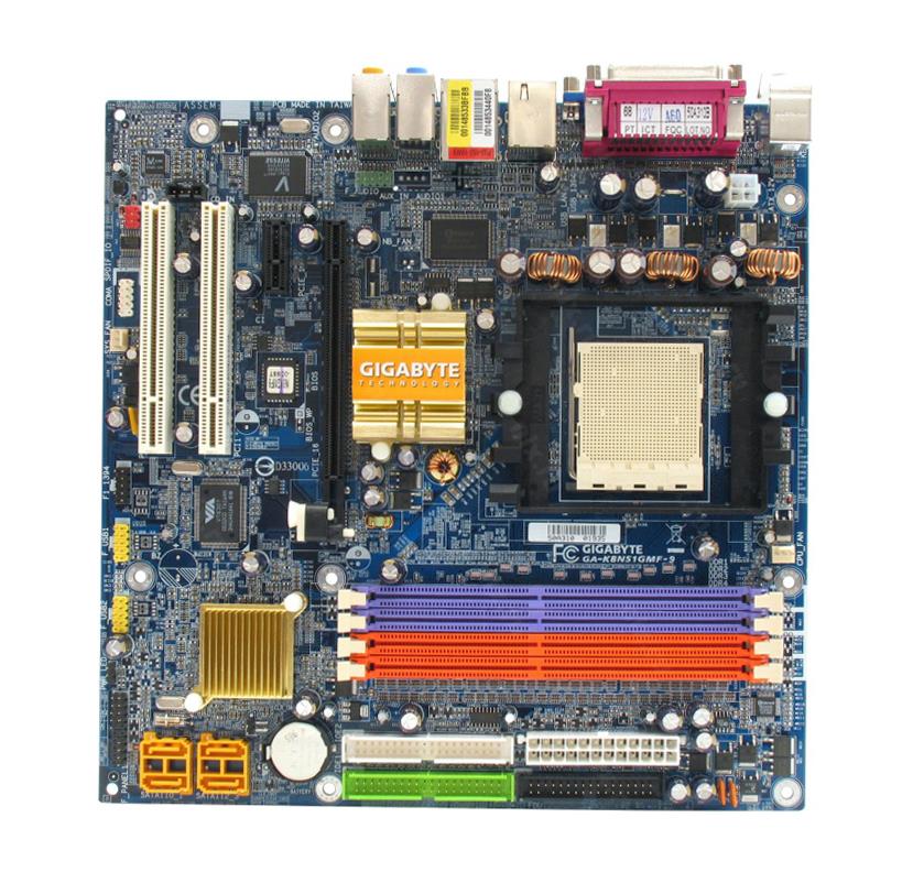 GA-K8N51GMF-9 Gigabyte Socket 939 Nvidia 6100 + nForce 430 Chipset AMD Athlon 64 X2/ Athlon 64 FX/ Athlon 64 Processors Support DDR 4x DIMM 4x SATA 3.0Gb/s Micro-ATX Motherboard (Refurbished)