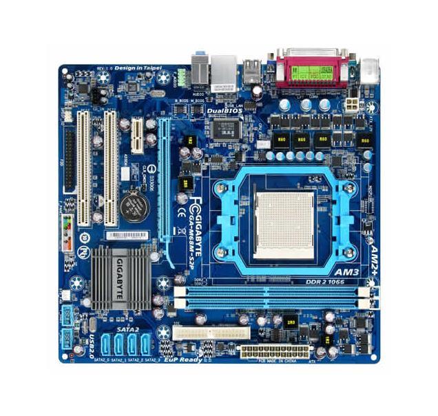 GA-M68M-S2P-A1 Gigabyte AM3/AM2+/AM2 Nvidia GeForce 7025/ nForce 630a Chipset AMD Phenom II/ Phenom/ AMD Athlon II/ Athlon Processors Support DDR2 2x DIMM 4x SATA 3.0Gb/s Micro-ATX Motherboard (Refurbished)