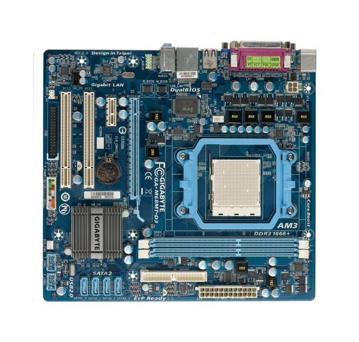 GA-M68MT-D3-A1 Gigabyte AM3 Nvidia GeForce 7025/ nForce 630a Chipset AMD Phenom II/ AMD Athlon II Processors Support DDR3 2x DIMM 4x SATA 3.0Gb/s Micro-ATX Motherboard (Refurbished)