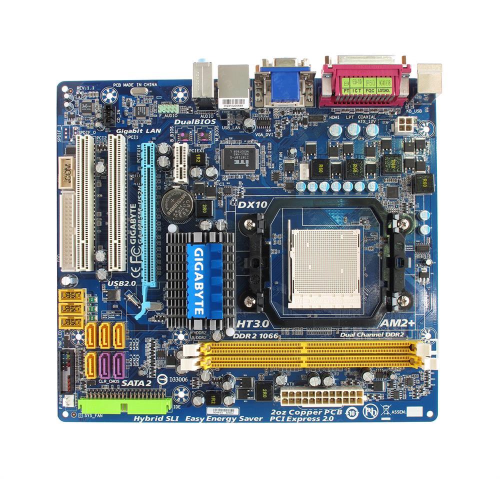 GA-M85M-US2H(rev.1.1) Gigabyte Socket AM2+ Nvidia GeForce 8200 Chipset AMD PhenomTM II/ AMD PhenomTM II X4/ AMD Phenom FX/ AMD Phenom X4/ AMD Phenom X3/ AMD Athlon X2/ AMD Athlon/ AMD Sempron X2/ AMD Sempron Processors Support DDR2 2x DIMM 6x SATA 3.0Gb/s Micro-ATX Motherboard (Refurbished) GA-M85M-US2H (rev. 1.1)