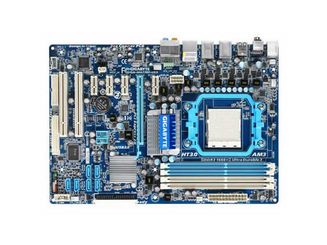GA-MA770T-US3(rev.1.3) Gigabyte Socket AM3 AMD 770 + SB710 Chipset AMD Phenom II/ AMD Athlon II Processors Support DDR3 4x DIMM 6x SATA 3.0Gb/s ATX Motherboard (Refurbished) GA-MA770T-US3 (rev. 1.3)