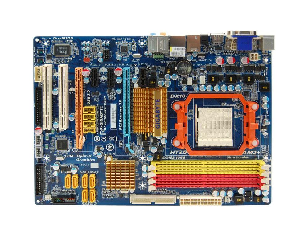 GA-MA78G-DS3H Gigabyte Socket AM2+ AMD 780G + SB700 Chipset AMD Phenom X4/ Phenom X3/ AMD Athlon 64/ Athlon 64 FX/ Athlon 64 X2/ AMD Sempron Processors Support DDR2 4x DIMM 4x SATA 3.0Gb/s ATX Motherboard (Refurbished)