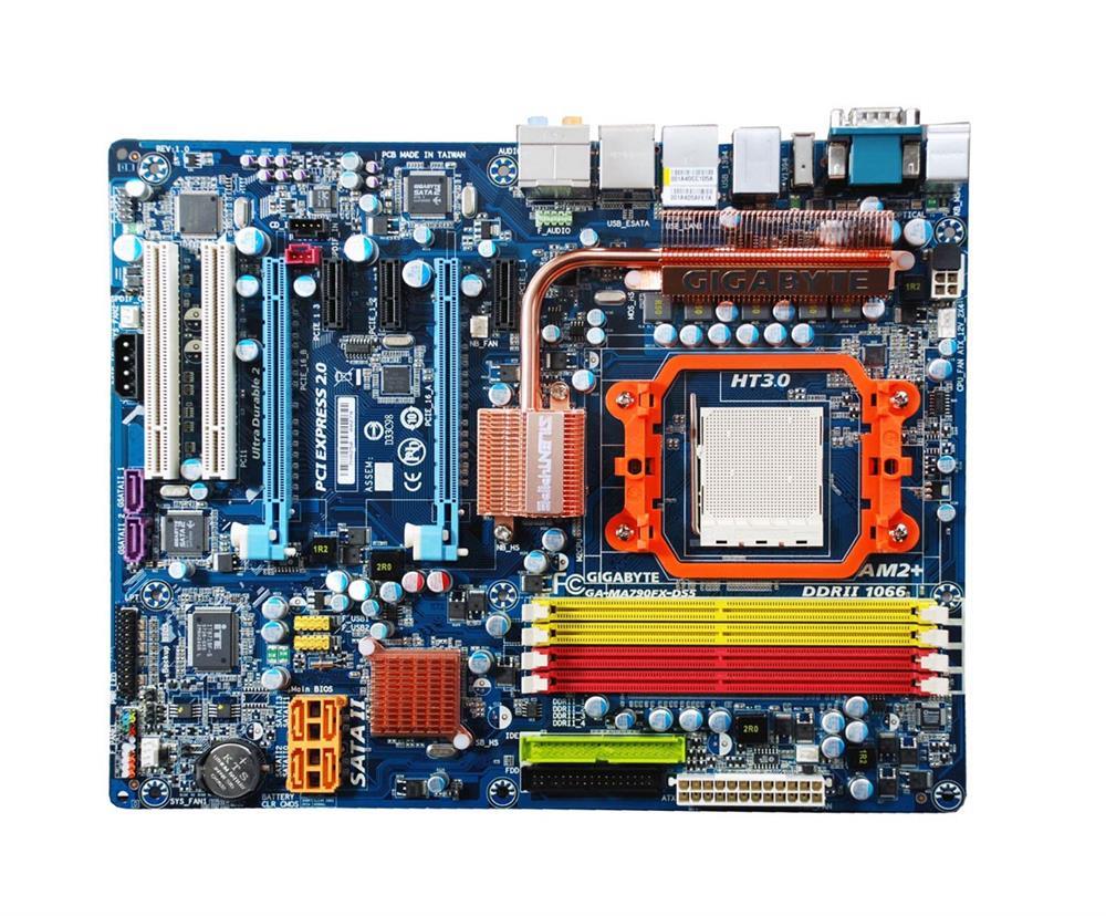 GA-MA790FX-DS5(rev.1.0) Gigabyte Socket AM2+ AMD 790FX/ SB600 Chipset AMD Phenom/ AMD Athlon 64 FX/ AMD Athlon 64 X2 Dual-Core/ AMD Athlon 64/ AMD Sempron Processors Support DDR2 4x DIMM 4x SATA 3.0Gb/s ATX Motherboard (Refurbished) GA-MA790FX-DS5 (rev. 1.0)